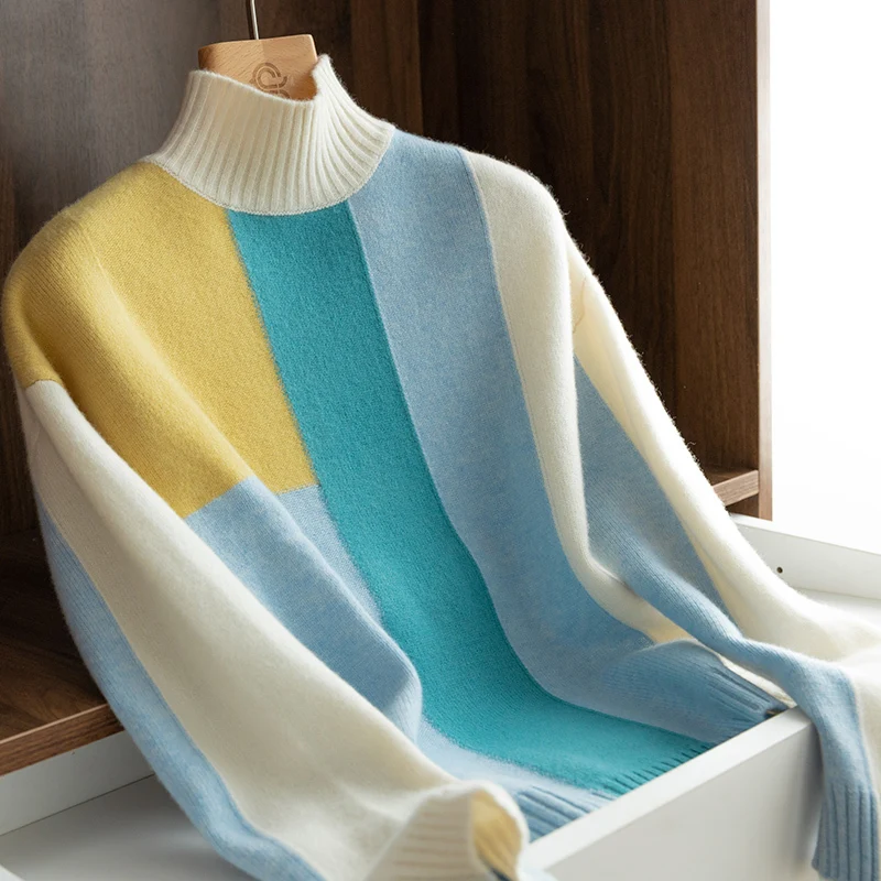 The New Ladies cashmere sweater Rainbow Color Striped Autumn and winter Sweaters And Pullovers Long Sleeve Slim Knitwear
The New Ladies cashmere sweater Rainbow Color Striped Autumn and winter Sweaters And Pullovers Long Sleeve Slim Knitwear