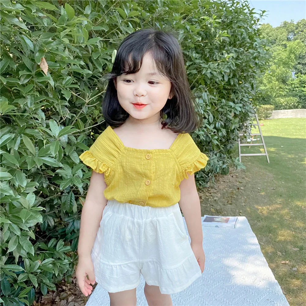 2021 Summer Kids Baby Girls Square Collar Ruffles Short Sleeve T-Shirts Tops+Shorts 2Pcs Toddler Children Casual Clothes Set
2021 Summer Kids Baby Girls Square Collar Ruffles Short Sleeve T-Shirts Tops+Shorts 2Pcs Toddler Children Casual Clothes Set
