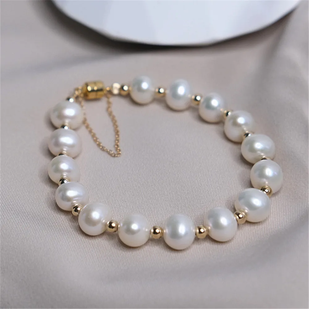 Real Natural Pearl Bead Bracelet For Women 14K Gold Filled Magnetic Buckle Charm Wedding Jewelry Vintage Mother's Day Gift
Real Natural Pearl Bead Bracelet For Women 14K Gold Filled Magnetic Buckle Charm Wedding Jewelry Vintage Mother's Day Gift