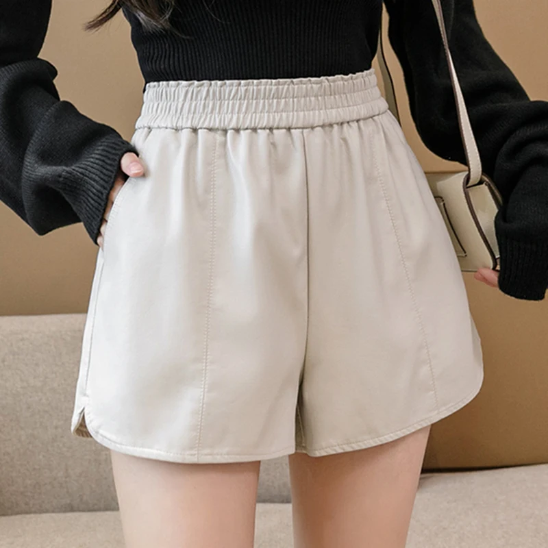 shintimes Black Pu Leather Shorts Female Elastic High Waist Leather Shorts Women Fall Winter 2022 Casual Pockets Wide Leg Femme
shintimes Black Pu Leather Shorts Female Elastic High Waist Leather Shorts Women Fall Winter 2022 Casual Pockets Wide Leg Femme