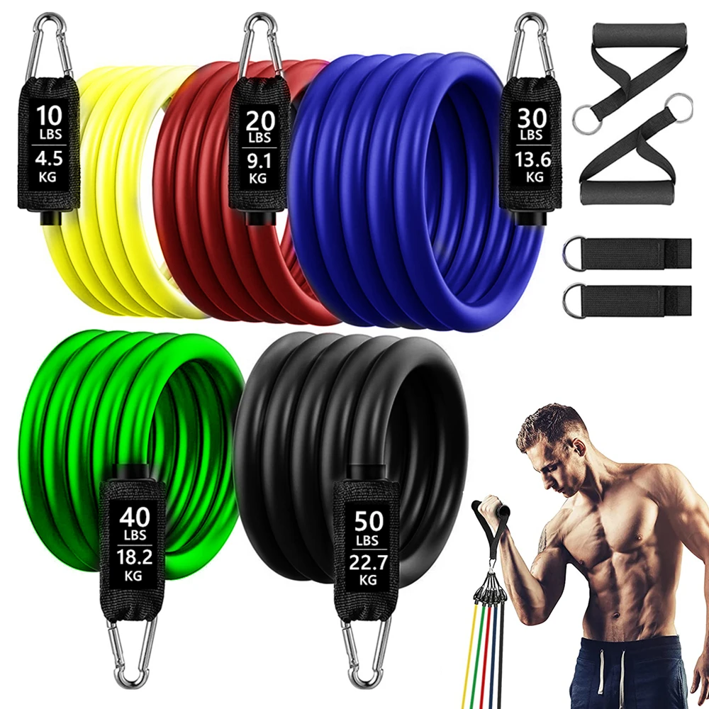 150/250lb Pull Rope Fitness Exercises Resistance Bands Set Elastic Yoga Band Indoor Body Training Gym Equipment for Home Workout
150/250lb Pull Rope Fitness Exercises Resistance Bands Set Elastic Yoga Band Indoor Body Training Gym Equipment for Home Workout