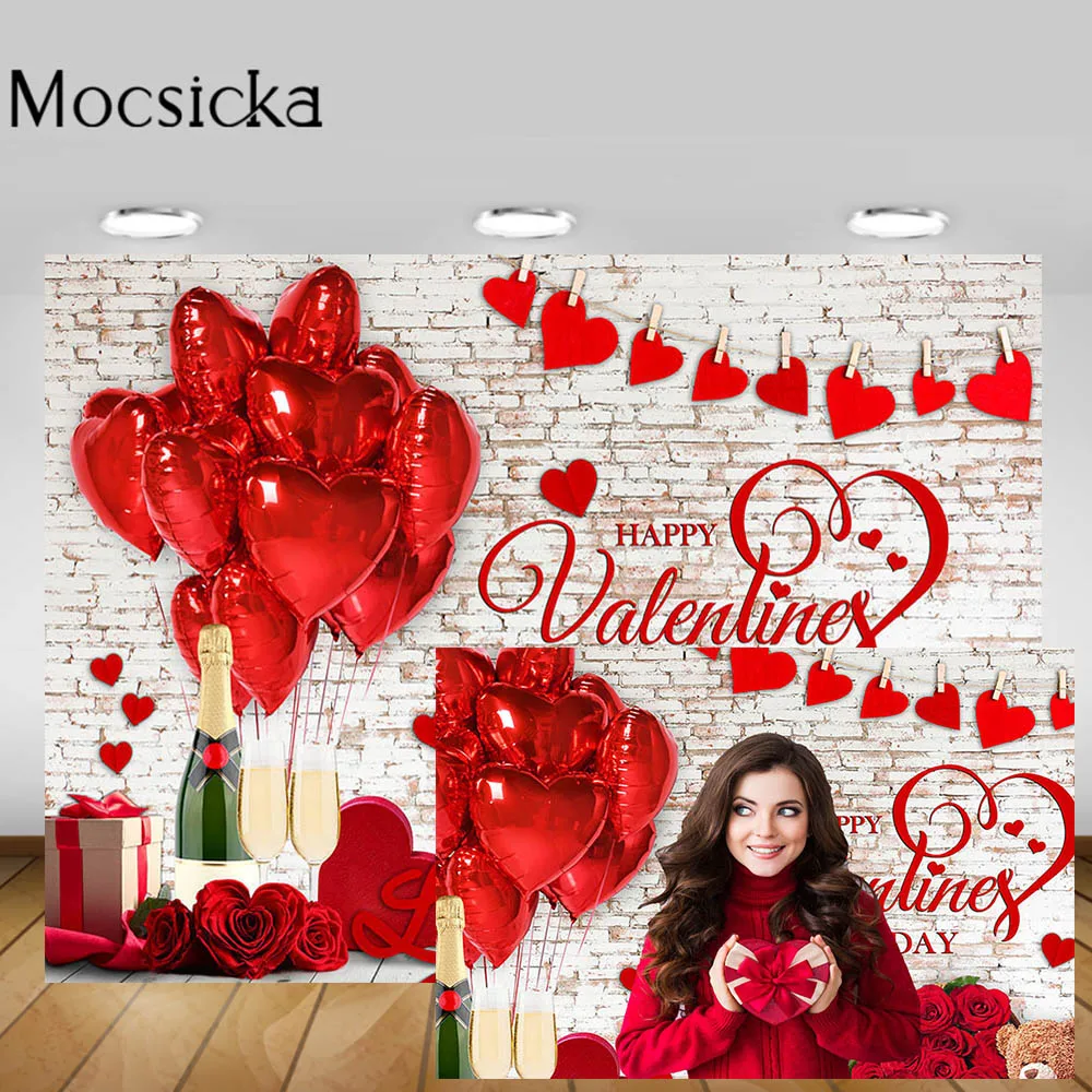 Mocsicka White Brick Wall Valentine's Day Backdrop Red Balloon Rose Love Heart Wedding Photography Background Studio Photophone
Mocsicka White Brick Wall Valentine's Day Backdrop Red Balloon Rose Love Heart Wedding Photography Background Studio Photophone