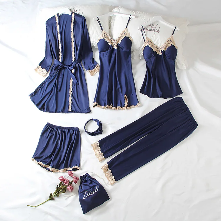 Sexy Female 7PCS Robe Set Sleepwear Casual Kimono Bathrobe Gown Nightgown Satin Nightwear Intimate Lingerie Bridal Wedding Gift
Sexy Female 7PCS Robe Set Sleepwear Casual Kimono Bathrobe Gown Nightgown Satin Nightwear Intimate Lingerie Bridal Wedding Gift