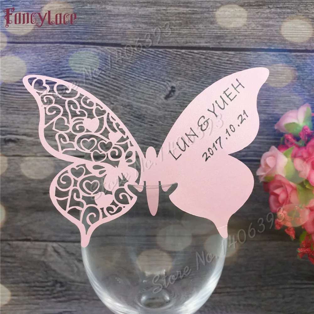 60X Wedding place cards,wedding table mark wine glass card, laser cut name place card butterfly Wedding Favor can be customized
60X Wedding place cards,wedding table mark wine glass card, laser cut name place card butterfly Wedding Favor can be customized