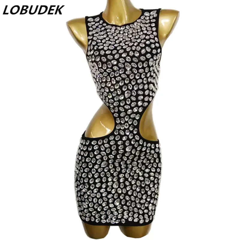 Sexy Midriff Costume Rhinestones Black Bodycon Dress Sleeveless Birthday Prom Evening Party Outfit Bar Lady Singer Stage Wear
Sexy Midriff Costume Rhinestones Black Bodycon Dress Sleeveless Birthday Prom Evening Party Outfit Bar Lady Singer Stage Wear