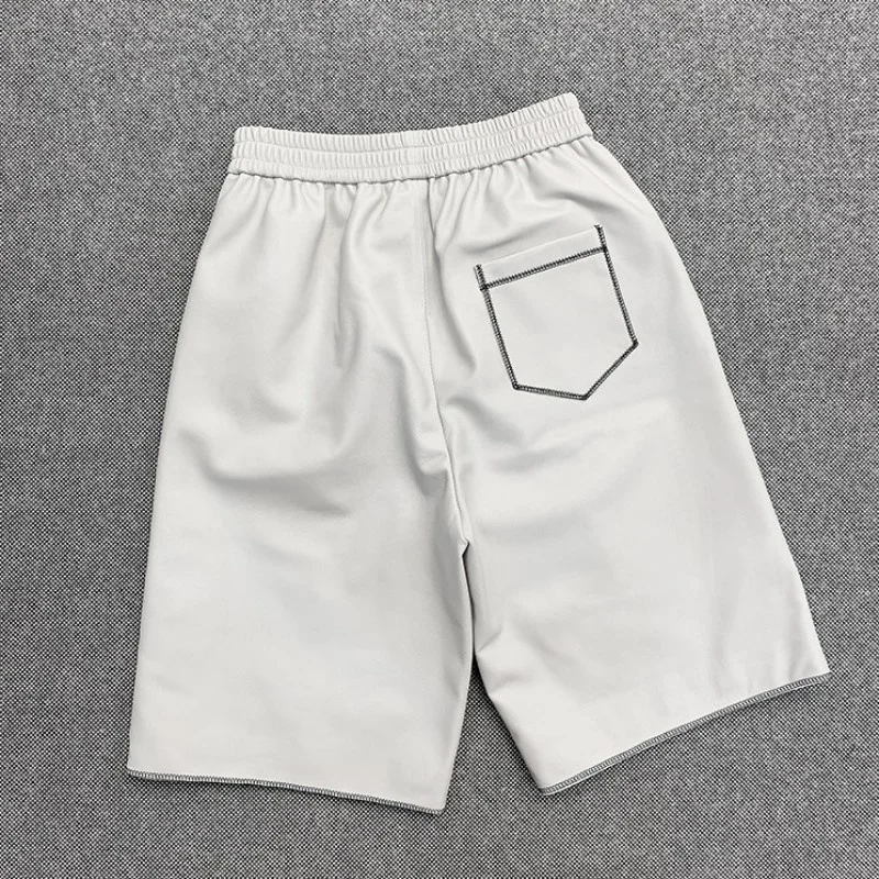 Genuine Autumn Leather Women Shorts Knee Length Straight Trousers Elastic High Waist Casual Black White 100% Sheepskin Shorts
Genuine Autumn Leather Women Shorts Knee Length Straight Trousers Elastic High Waist Casual Black White 100% Sheepskin Shorts