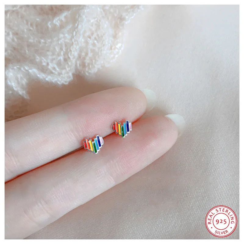 Hot Sale New Arrival Sweet Cute Colourful Rainbow 925 Sterling Silver Stud Earrings Love Gifts
Hot Sale New Arrival Sweet Cute Colourful Rainbow 925 Sterling Silver Stud Earrings Love Gifts