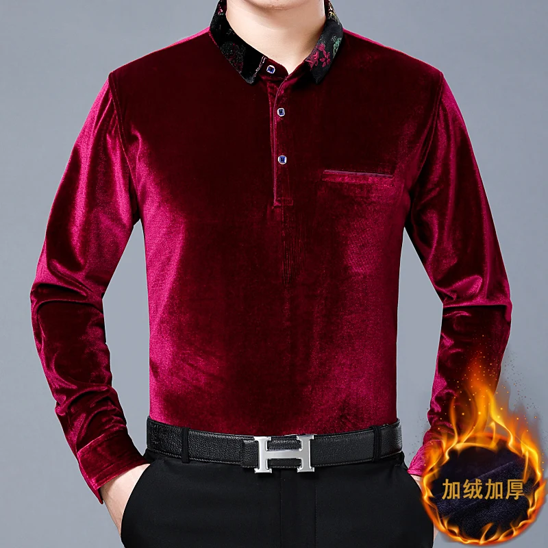 Man Thermal Velvet Shirts Turn- Down Collar Gold Velvet Thicken Clothes Male Velour Warm Tops Long Sleeve Pullovers
Man Thermal Velvet Shirts Turn- Down Collar Gold Velvet Thicken Clothes Male Velour Warm Tops Long Sleeve Pullovers