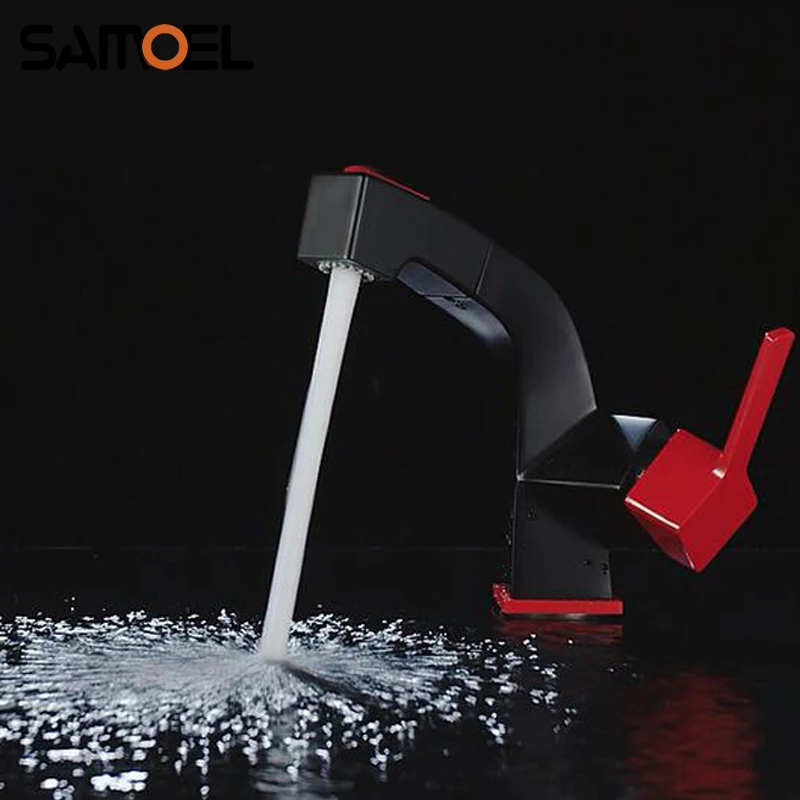 2020 New Fashionable Matte Black and Red Pull Out Bathroom Sink Faucet Creative Single-hole Pull down Red Basin Mixer Water Tap
2020 New Fashionable Matte Black and Red Pull Out Bathroom Sink Faucet Creative Single-hole Pull down Red Basin Mixer Water Tap