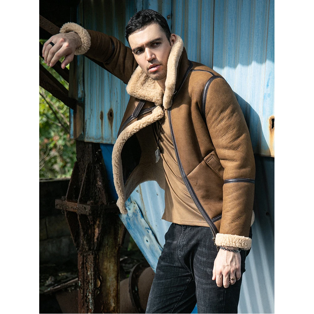 Denny&Dora Men's Brown Sheepskin Shearling B3 Bomber Jacket Fur Coat Warm Casual Outerwear for Men
Denny&Dora Men's Brown Sheepskin Shearling B3 Bomber Jacket Fur Coat Warm Casual Outerwear for Men