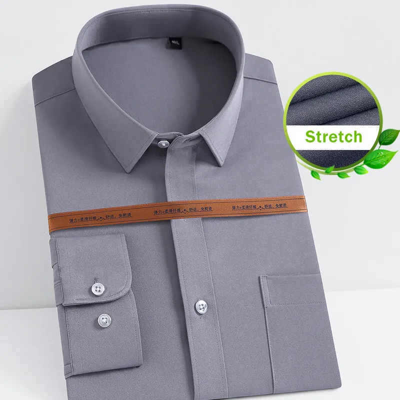 Рубашка мужская стрейчевая с длинным рукавом, классическая сорочка Slim Fit, деловой стиль, белая, черная, синяя
Рубашка мужская стрейчевая с длинным рукавом, классическая сорочка Slim Fit, деловой стиль, белая, черная, синяя