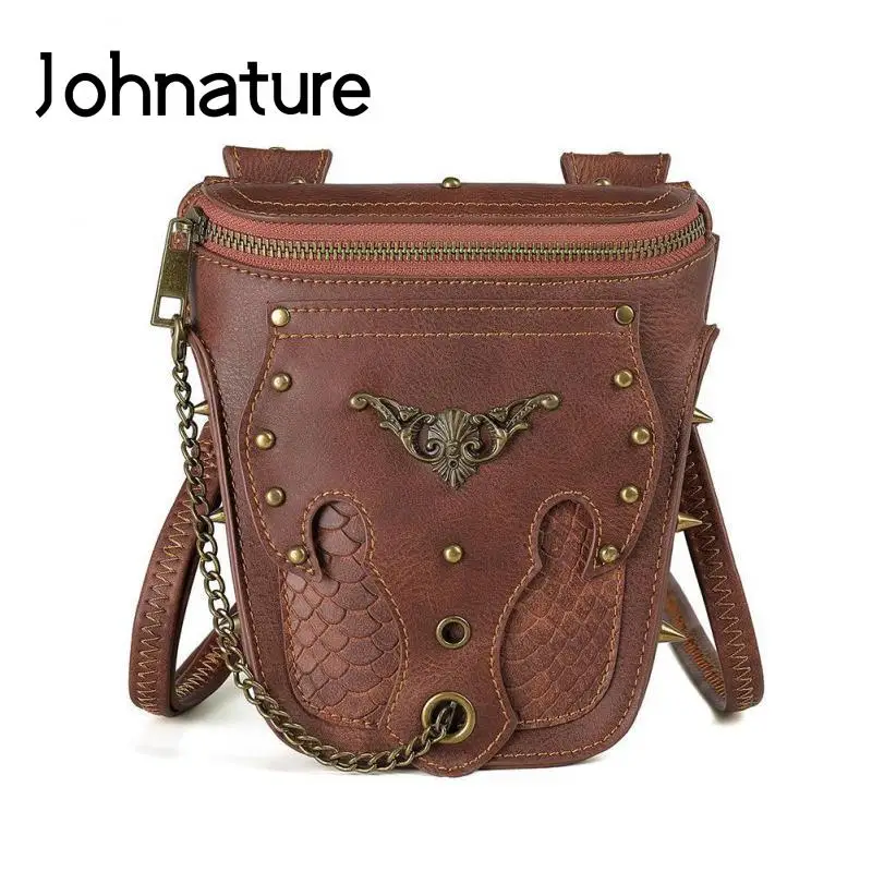 Женская сумка-мессенджер на плечо Johnature, мотоциклетная мини-сумка на цепочке, с локомотивными заклепками, Универсальная Ретро-сумка
Женская сумка-мессенджер на плечо Johnature, мотоциклетная мини-сумка на цепочке, с локомотивными заклепками, Универсальная Ретро-сумка