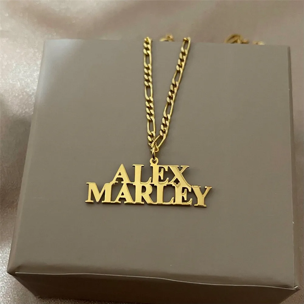 Custom Name Necklace with Two Name Personalized Figaro Chain Necklace Custom Stainless Steel Necklace for Christmas Gifts
Custom Name Necklace with Two Name Personalized Figaro Chain Necklace Custom Stainless Steel Necklace for Christmas Gifts