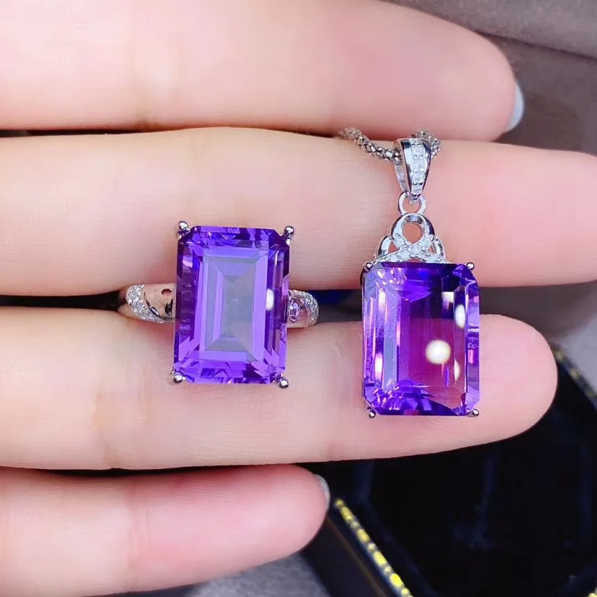 New Arrival Real Natural Amethyst jewelry set Natural Real Amethyst 925 sterling silver 1pc pendant,1pc ring
New Arrival Real Natural Amethyst jewelry set Natural Real Amethyst 925 sterling silver 1pc pendant,1pc ring