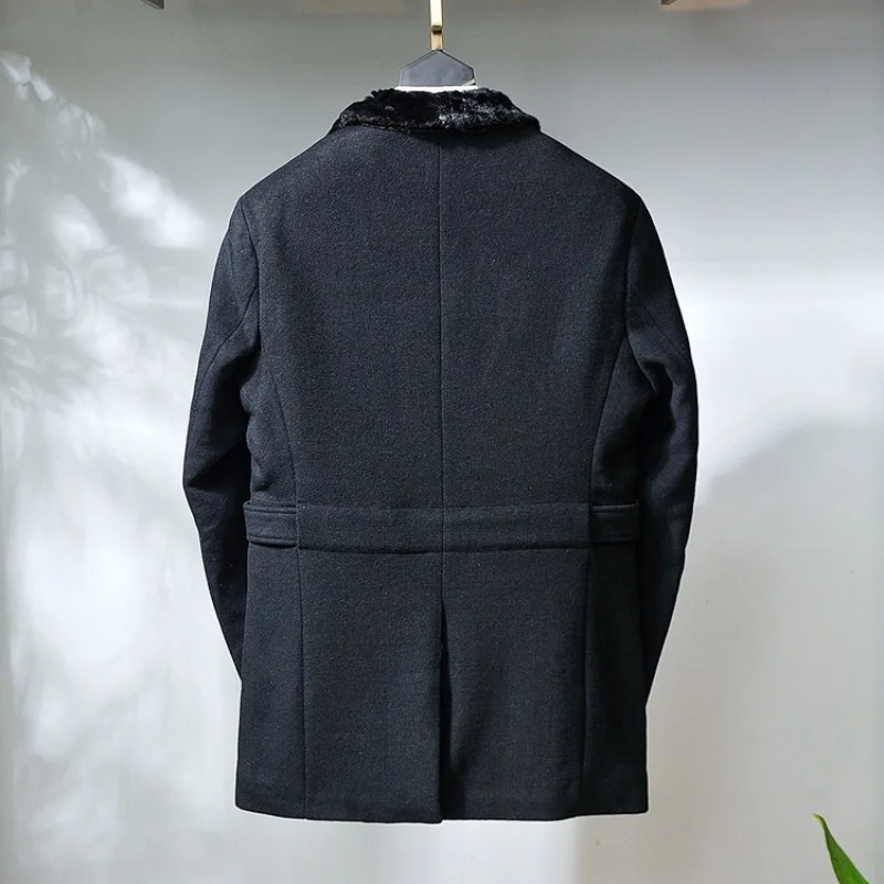 Winter Men Fashion Slim Fit Mid-Length Woolen Coat Thickening Single-Breasted Lapel Pocket Jacket Business Casual Black Overcoat
Winter Men Fashion Slim Fit Mid-Length Woolen Coat Thickening Single-Breasted Lapel Pocket Jacket Business Casual Black Overcoat