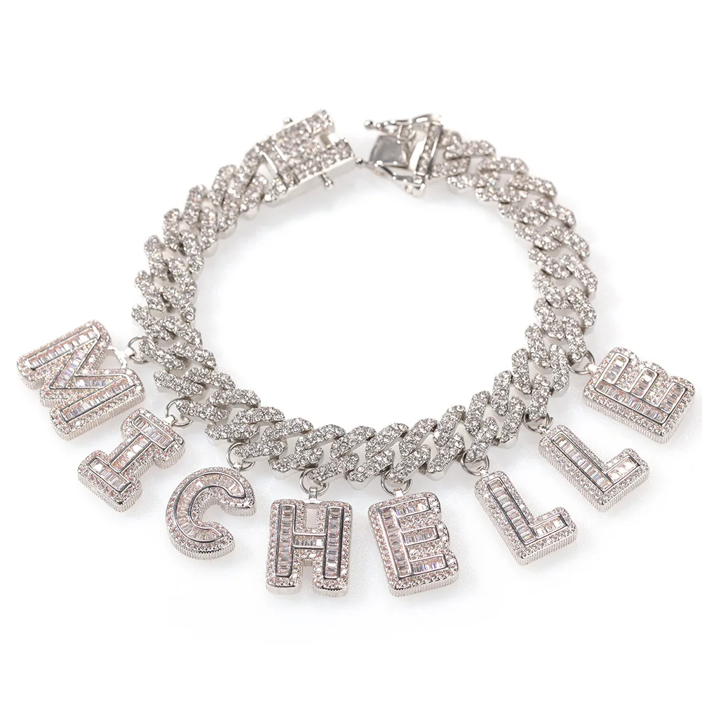 Custom S-Link Miami Cuban Link Bracelet with Baguette Letters Rhinestone 12mm Charm Bracelet Punk Hip Hop Iced Out Foot Jewelry
Custom S-Link Miami Cuban Link Bracelet with Baguette Letters Rhinestone 12mm Charm Bracelet Punk Hip Hop Iced Out Foot Jewelry