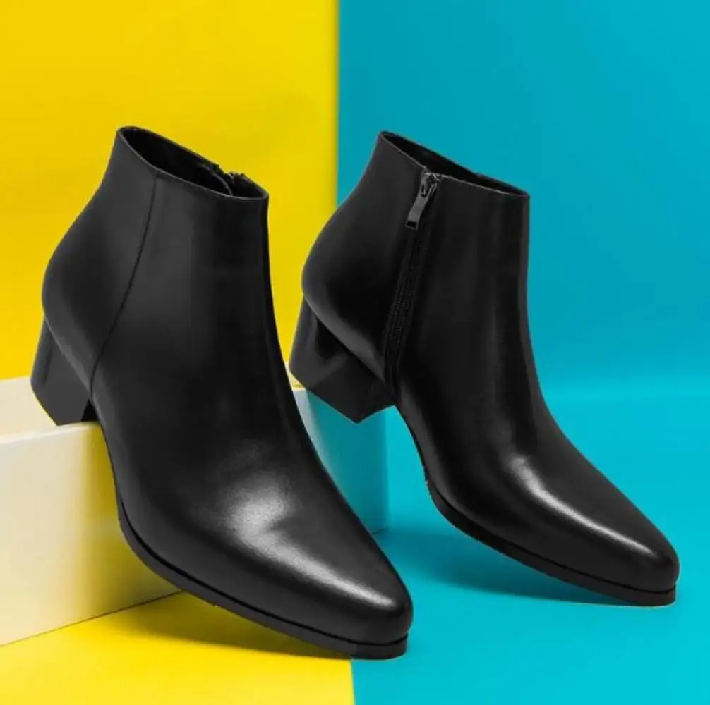 New Cowhide Boots Leather Zipper Pointed Toe Breathable High Heels Oxford Dress Shoes For Men
New Cowhide Boots Leather Zipper Pointed Toe Breathable High Heels Oxford Dress Shoes For Men