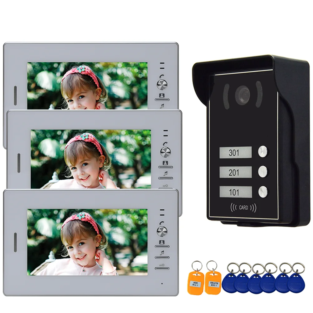 7'' Color home door Intercom system muiti family video Door Phone device Access Control with 1/2 / 3 Monitors for Apartments
7'' Color home door Intercom system muiti family video Door Phone device Access Control with 1/2 / 3 Monitors for Apartments