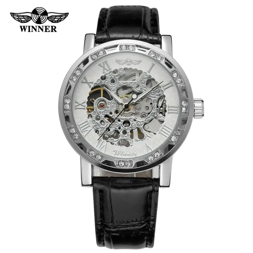 WINNER Fashion trend men's and women's watch with diamonds hollow dial design leather strap automatic mechanical wrist watch
WINNER Fashion trend men's and women's watch with diamonds hollow dial design leather strap automatic mechanical wrist watch