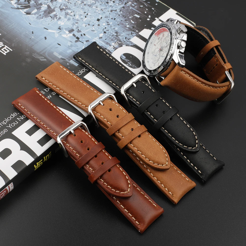 High Quality 19mm 20mm 22mm Watch Band Handmade Wristband Replacement Black Watch Strap Stainless Steel Pin Buckle
High Quality 19mm 20mm 22mm Watch Band Handmade Wristband Replacement Black Watch Strap Stainless Steel Pin Buckle