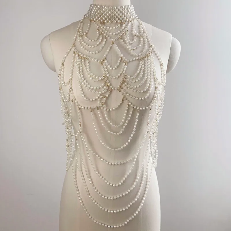 P0235 Women Pearls Bra Necklace Jewelry Harness Sexy Accessories Fashion Full Female Body Chains Jewelry
P0235 Women Pearls Bra Necklace Jewelry Harness Sexy Accessories Fashion Full Female Body Chains Jewelry