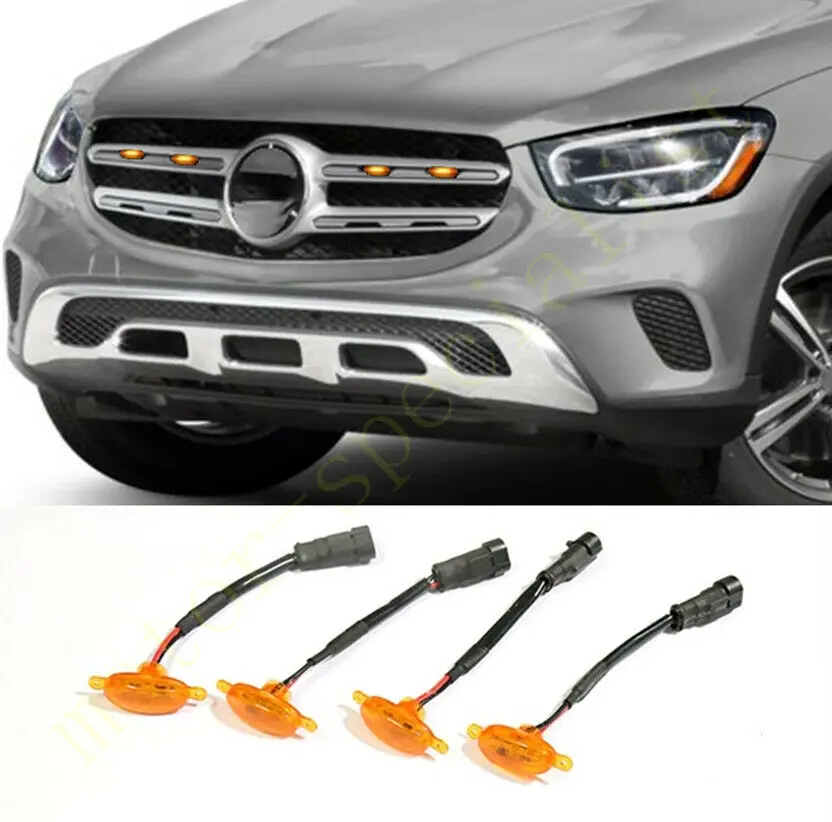 4pcs LED Car Front Grille LED Amber Light Raptor Style Light Kit Decor W/ Wire Speed For Benz GLC350e 2018-2021
4pcs LED Car Front Grille LED Amber Light Raptor Style Light Kit Decor W/ Wire Speed For Benz GLC350e 2018-2021