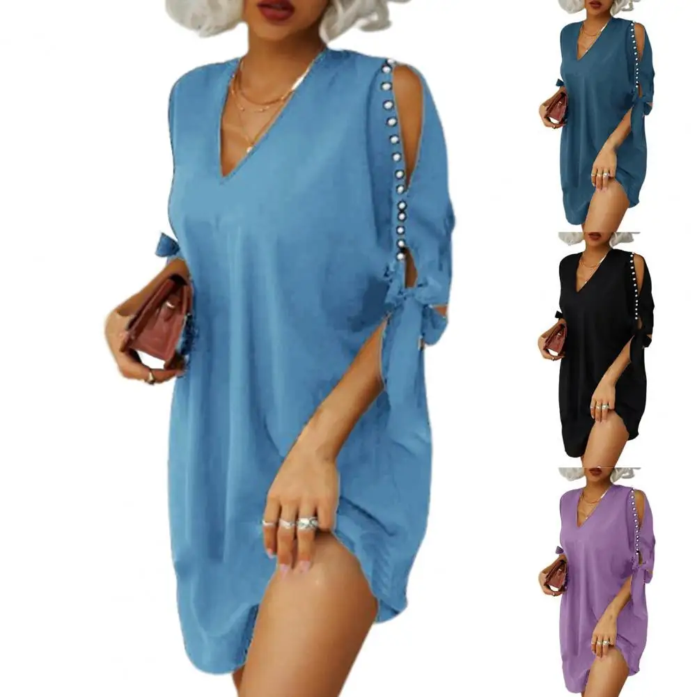New Elegant Women Slim Beach Dress V Neck Hollow Out Solid Color Short Sleeve Dress Femme Sexy Off Shoulder Oversized XXXXL Dres
New Elegant Women Slim Beach Dress V Neck Hollow Out Solid Color Short Sleeve Dress Femme Sexy Off Shoulder Oversized XXXXL Dres