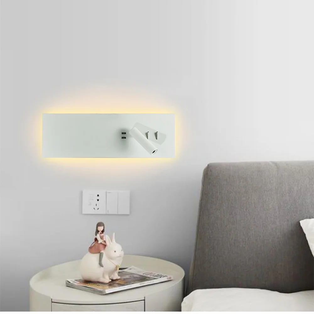 Modern bedside wall lamp simple hotel bedroom 3+6W matte white surface mounted USB charging atmosphere LED reading lamp
Modern bedside wall lamp simple hotel bedroom 3+6W matte white surface mounted USB charging atmosphere LED reading lamp
