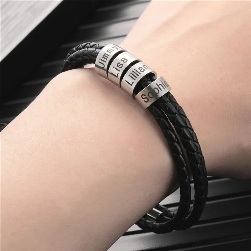 Personalized Custom Name Stainless Steel Beads Bracelet Handmade Braided Genuine Leather 2 layers Charm Bracelet For Women Men
Personalized Custom Name Stainless Steel Beads Bracelet Handmade Braided Genuine Leather 2 layers Charm Bracelet For Women Men