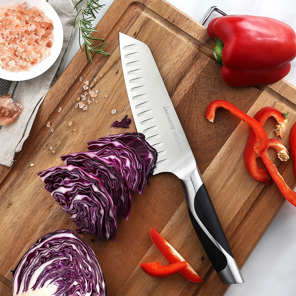 Seacreating 7 inch Japanese Knife Kitchen Knife SUS304 Alloy Clad Steel Santoku Knife
Seacreating 7 inch Japanese Knife Kitchen Knife SUS304 Alloy Clad Steel Santoku Knife