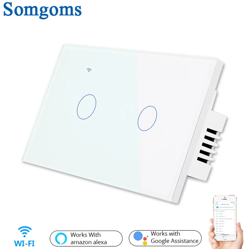 2 Gang 1 2 Way US Standard Wifi Smart Lights Wall Touch Switch Tuya APP Voice Remote Control Wireless Lamp Smart Home Switch
2 Gang 1 2 Way US Standard Wifi Smart Lights Wall Touch Switch Tuya APP Voice Remote Control Wireless Lamp Smart Home Switch