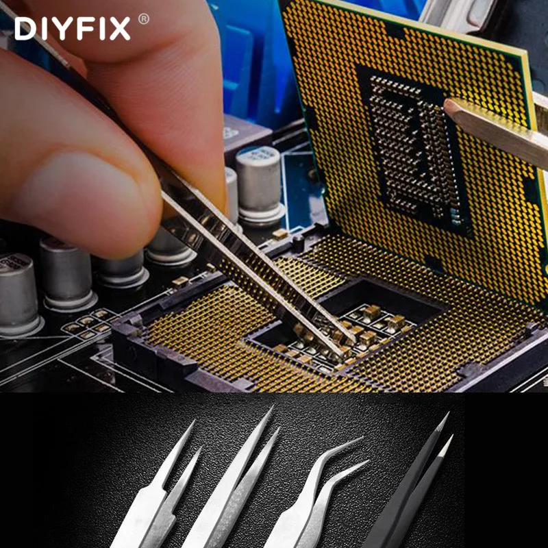 DIYFIX Anti-Stastic Tweezers Stainless Steel Pointed Pick Hair Electronic Compontents Thread Head For Mobile Phone Repair Tool
DIYFIX Anti-Stastic Tweezers Stainless Steel Pointed Pick Hair Electronic Compontents Thread Head For Mobile Phone Repair Tool