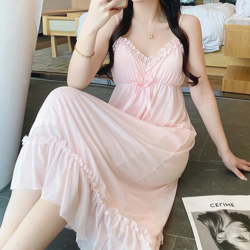 Fairy Night Dress Women Summer Sleeveless White Pink Sleep Dress Princess Sleepwear Girls Vintage Kawaii Nightgown Lounge Wear
Fairy Night Dress Women Summer Sleeveless White Pink Sleep Dress Princess Sleepwear Girls Vintage Kawaii Nightgown Lounge Wear