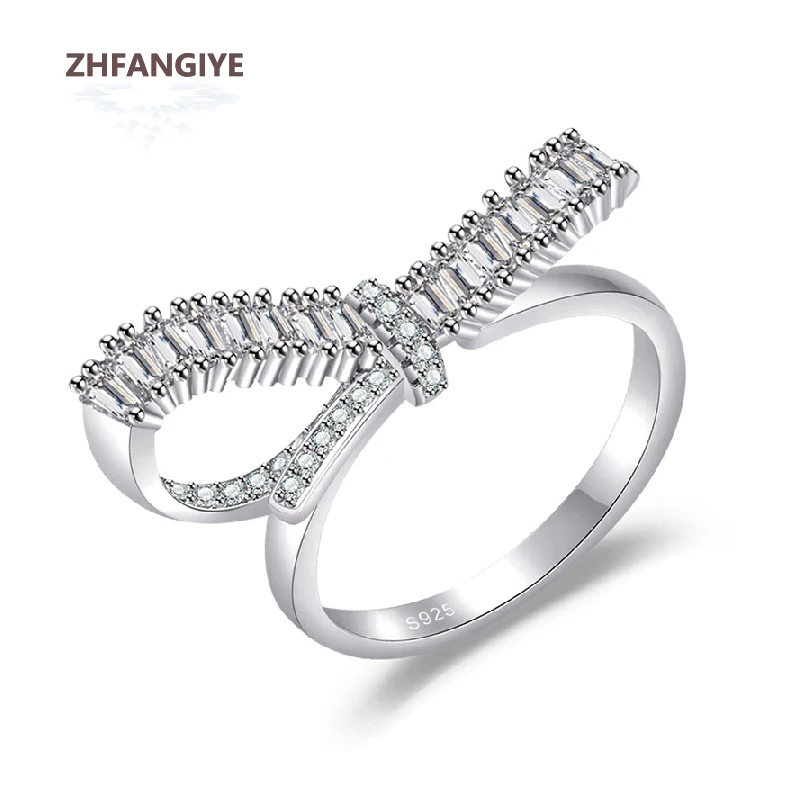 ZHFANGIYE Trendy Women Ring Silver 925 Jewelry with Zircon Gemstones Bowknot Shape Accessories Finger Rings for Wedding Party
ZHFANGIYE Trendy Women Ring Silver 925 Jewelry with Zircon Gemstones Bowknot Shape Accessories Finger Rings for Wedding Party