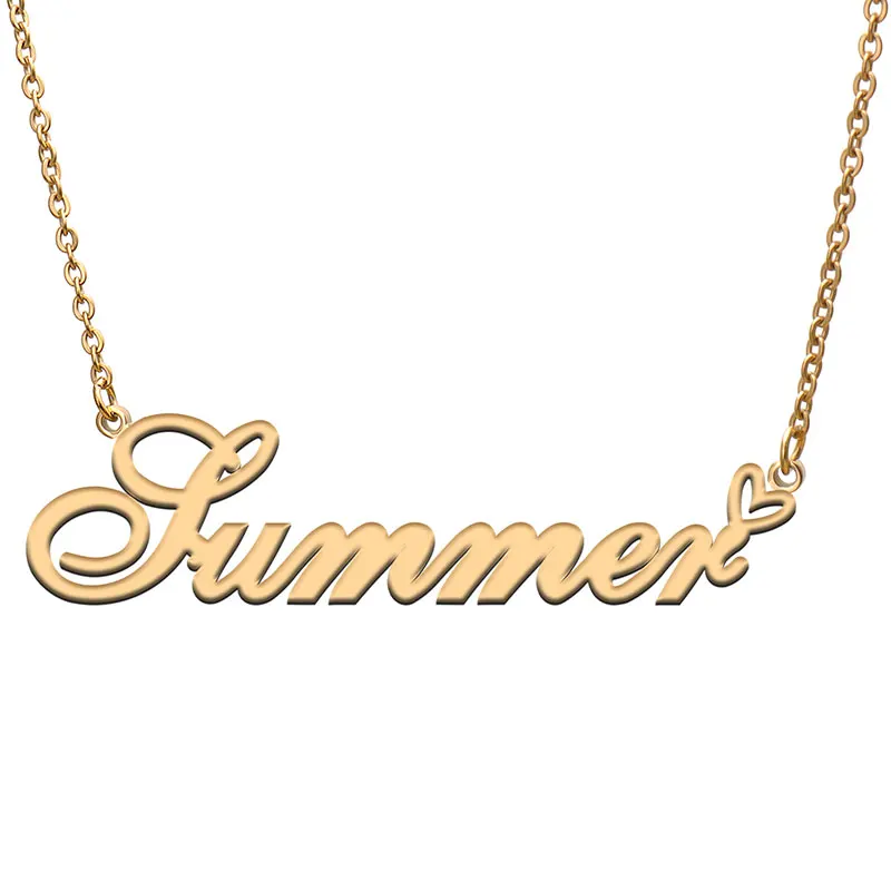 Summer Name with Love Heart Necklace for Women Stainless Steel Jewelry Nameplate Pendant Femme Mother Child Girls Gift
Summer Name with Love Heart Necklace for Women Stainless Steel Jewelry Nameplate Pendant Femme Mother Child Girls Gift