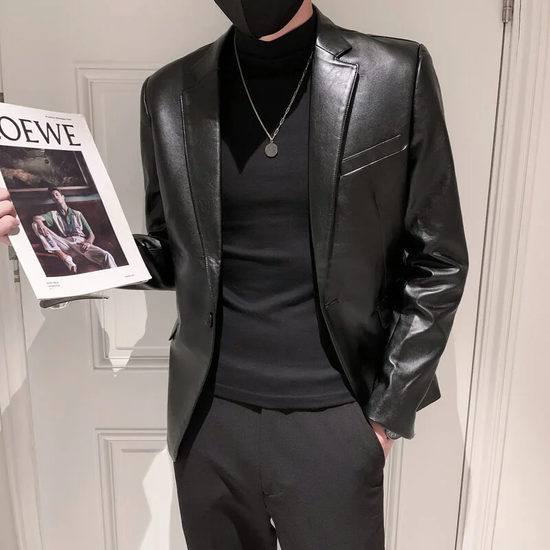 Autumn 2022 Winter New Suit Oversized Leather Jacket Business Fashion Men's Jacket Men Casual Slim Fit PU Leather Jacket B639
Autumn 2022 Winter New Suit Oversized Leather Jacket Business Fashion Men's Jacket Men Casual Slim Fit PU Leather Jacket B639