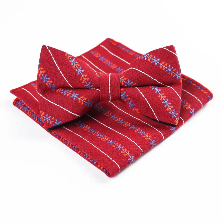 GUSLESON Fashion Cotton Self Bow Tie And Handkerchief Set for Men Striped Print Bow Tie Set For Wedding Business Gift
GUSLESON Fashion Cotton Self Bow Tie And Handkerchief Set for Men Striped Print Bow Tie Set For Wedding Business Gift