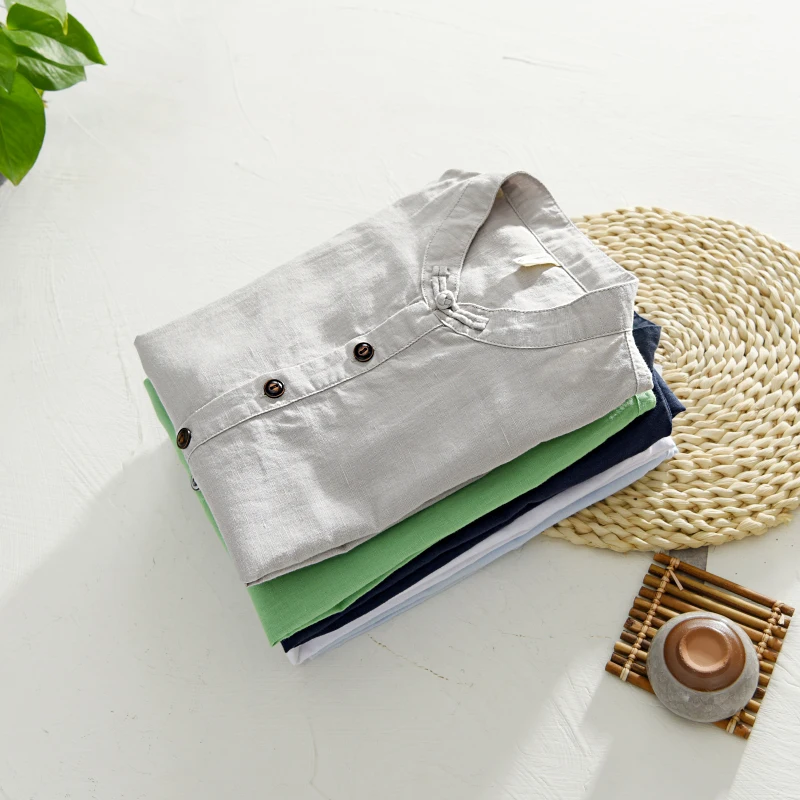 Cotton Linen brand shirt men blue casual shirts for men stand collar fashion shirts male tops short sleeve shirt mens camisa
Cotton Linen brand shirt men blue casual shirts for men stand collar fashion shirts male tops short sleeve shirt mens camisa
