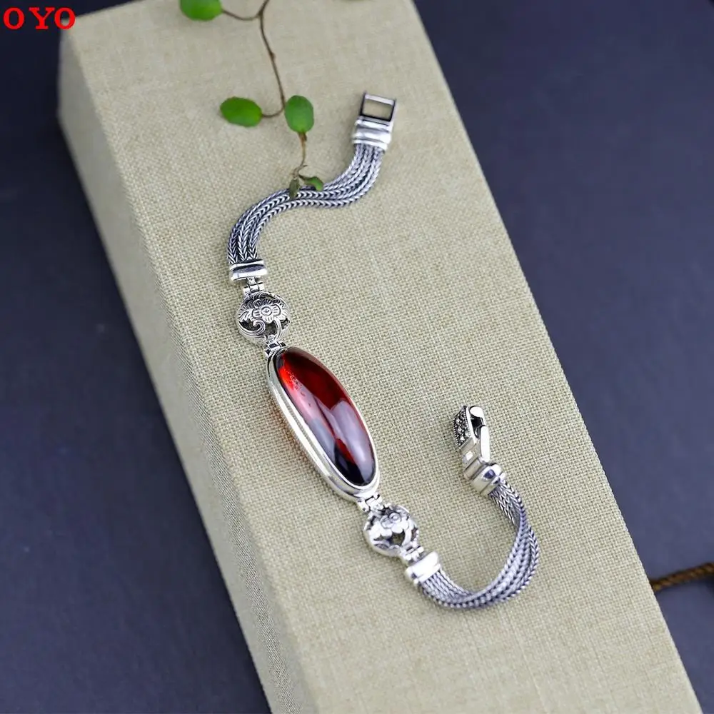 Real 925 sterling silver ring temperament ladies red corundum fashion silver bracelet
Real 925 sterling silver ring temperament ladies red corundum fashion silver bracelet