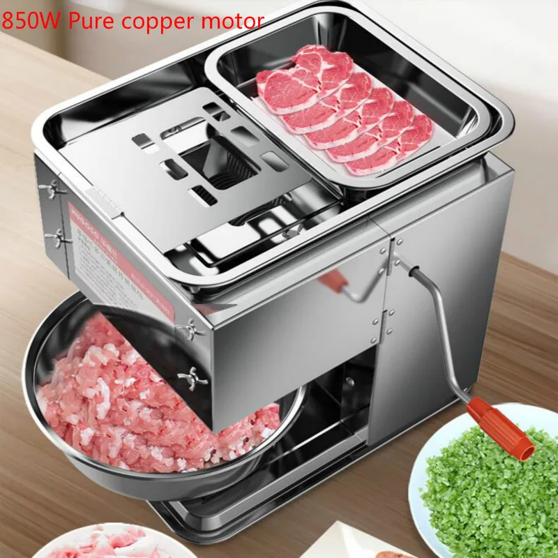 New 850W Commercial Electric Meat Cutter Pure copper motor Fast slicer Automatic vegetable cutter Stainless steel meat grinder
New 850W Commercial Electric Meat Cutter Pure copper motor Fast slicer Automatic vegetable cutter Stainless steel meat grinder