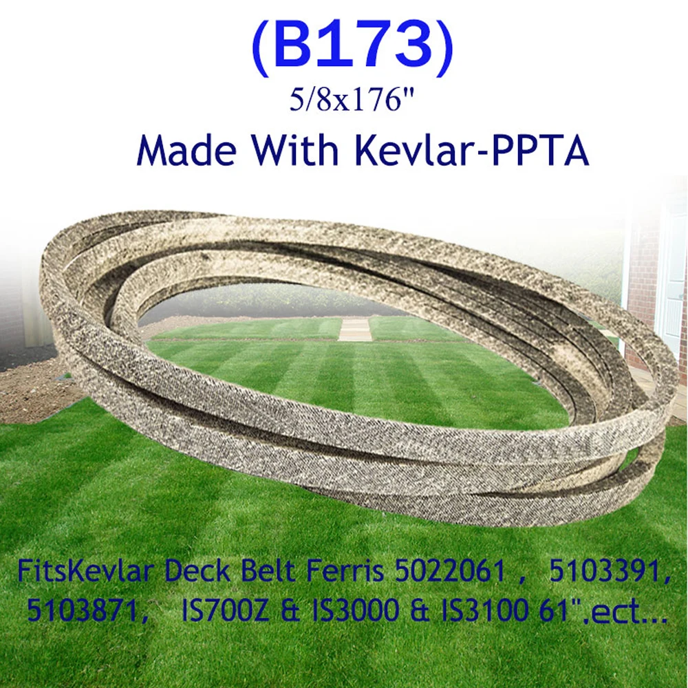 Make with Kevlar Lawn B173 5/8x176" 5022061 5103391 5103871 V-Belt Compatible for Para Aramid Fiber IS700Z IS3000 IS3100 61
Make with Kevlar Lawn B173 5/8x176" 5022061 5103391 5103871 V-Belt Compatible for Para Aramid Fiber IS700Z IS3000 IS3100 61
