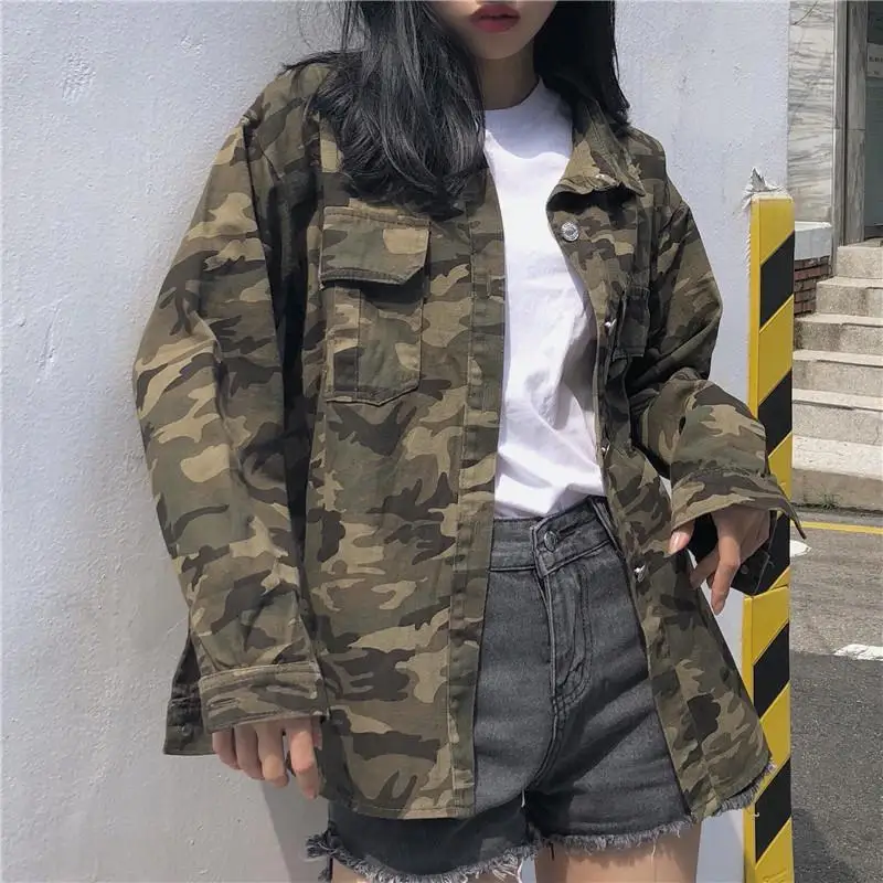 Jackets Women Camouflage Turn-down Collar Single Breasted Pockets European Style Coats Womens Students Jakcet
Jackets Women Camouflage Turn-down Collar Single Breasted Pockets European Style Coats Womens Students Jakcet