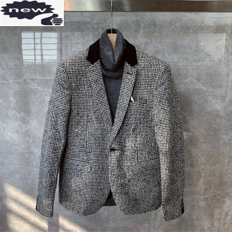 Winter England Style Plaid Slim Blazer Men Single Button Lapel Casual Suit Jacket Fashion Office Full Sleeve Formal Outerwear
Winter England Style Plaid Slim Blazer Men Single Button Lapel Casual Suit Jacket Fashion Office Full Sleeve Formal Outerwear