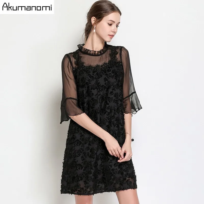 Women Clothing Summer Black Dress Ruffled Flare Half Sleeve Mini Casual Classic Ladies Dress High Quality 5XL 4XL 3xl 2xl 2022
Women Clothing Summer Black Dress Ruffled Flare Half Sleeve Mini Casual Classic Ladies Dress High Quality 5XL 4XL 3xl 2xl 2022