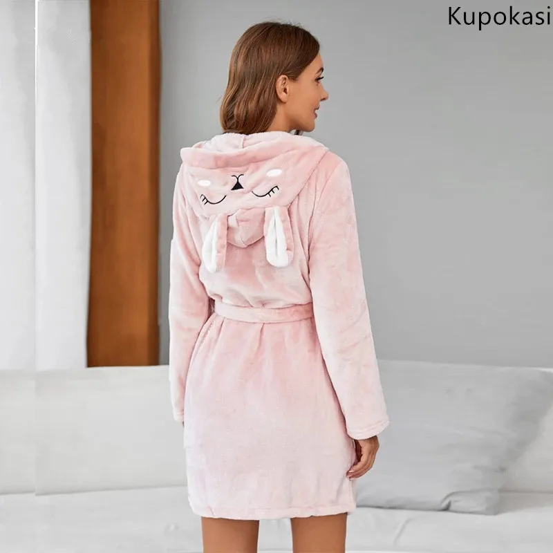 Kupokasi Fashion Winter Robe Women Sleepwear Warm Flannel Long Sleeves Pajamas Girl Pink Cute Homewear Thick Hooded Bathrobe
Kupokasi Fashion Winter Robe Women Sleepwear Warm Flannel Long Sleeves Pajamas Girl Pink Cute Homewear Thick Hooded Bathrobe