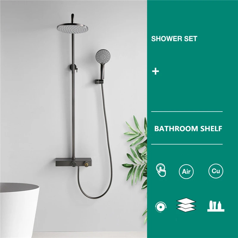 Black Luxury Bath Shower Mixer Faucet Shower Faucet Set Wall Mounted 9" Rainfall Shower Head Handshower Big Shower Shelf
Black Luxury Bath Shower Mixer Faucet Shower Faucet Set Wall Mounted 9" Rainfall Shower Head Handshower Big Shower Shelf