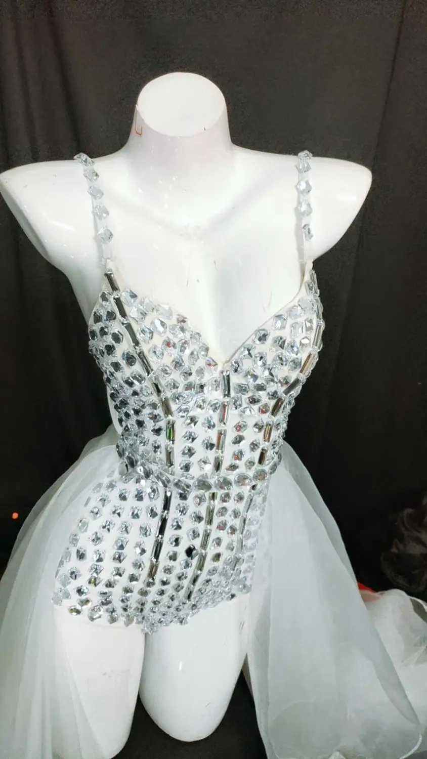 Sexy Costume Party Catwalk Stage Wear Mesh Trail Dance Outfit Hand Sewing White Rhinestones Bodysuit Catsuit Bar Nightclub Women
Sexy Costume Party Catwalk Stage Wear Mesh Trail Dance Outfit Hand Sewing White Rhinestones Bodysuit Catsuit Bar Nightclub Women