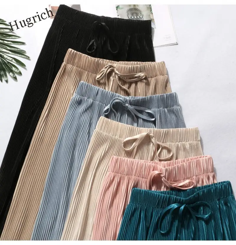 Summer Wide Leg Pants For Women Casual Elastic High Waist 2020 New Fashion Loose Long Pants Pleated Pant Trousers Femme
Summer Wide Leg Pants For Women Casual Elastic High Waist 2020 New Fashion Loose Long Pants Pleated Pant Trousers Femme