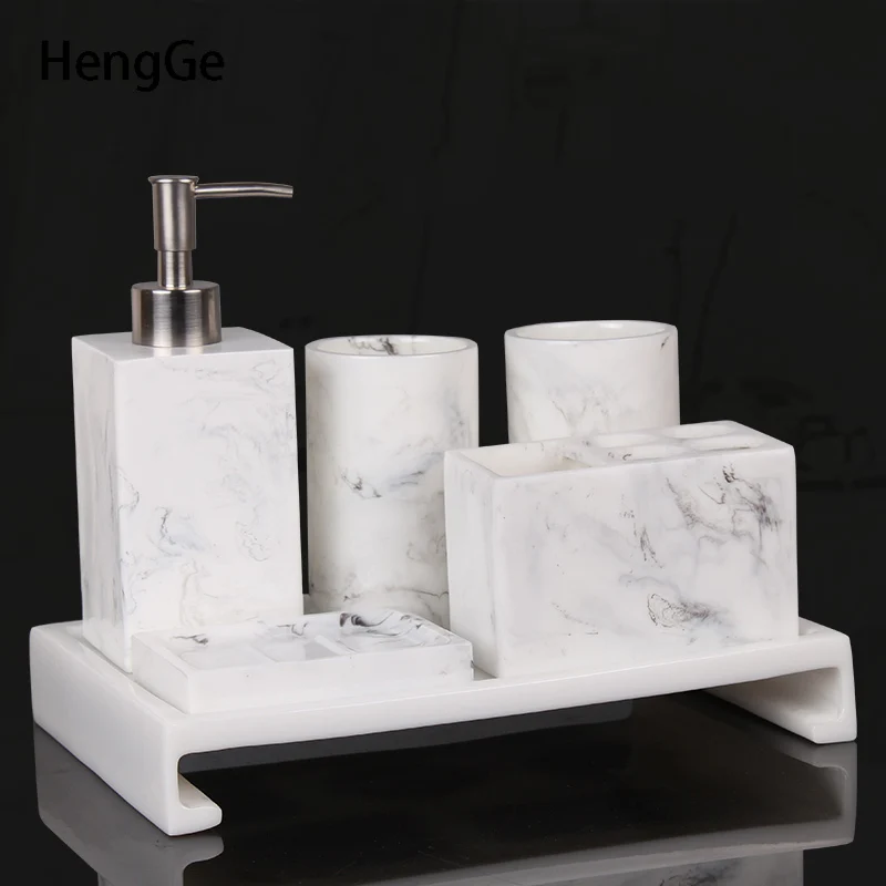 Resins Bathroom Decoration Accessories Six-piece Suit Marble Texture Lotion Bottle Toothbrushing Rack Soap Box Wash Supplies
Resins Bathroom Decoration Accessories Six-piece Suit Marble Texture Lotion Bottle Toothbrushing Rack Soap Box Wash Supplies