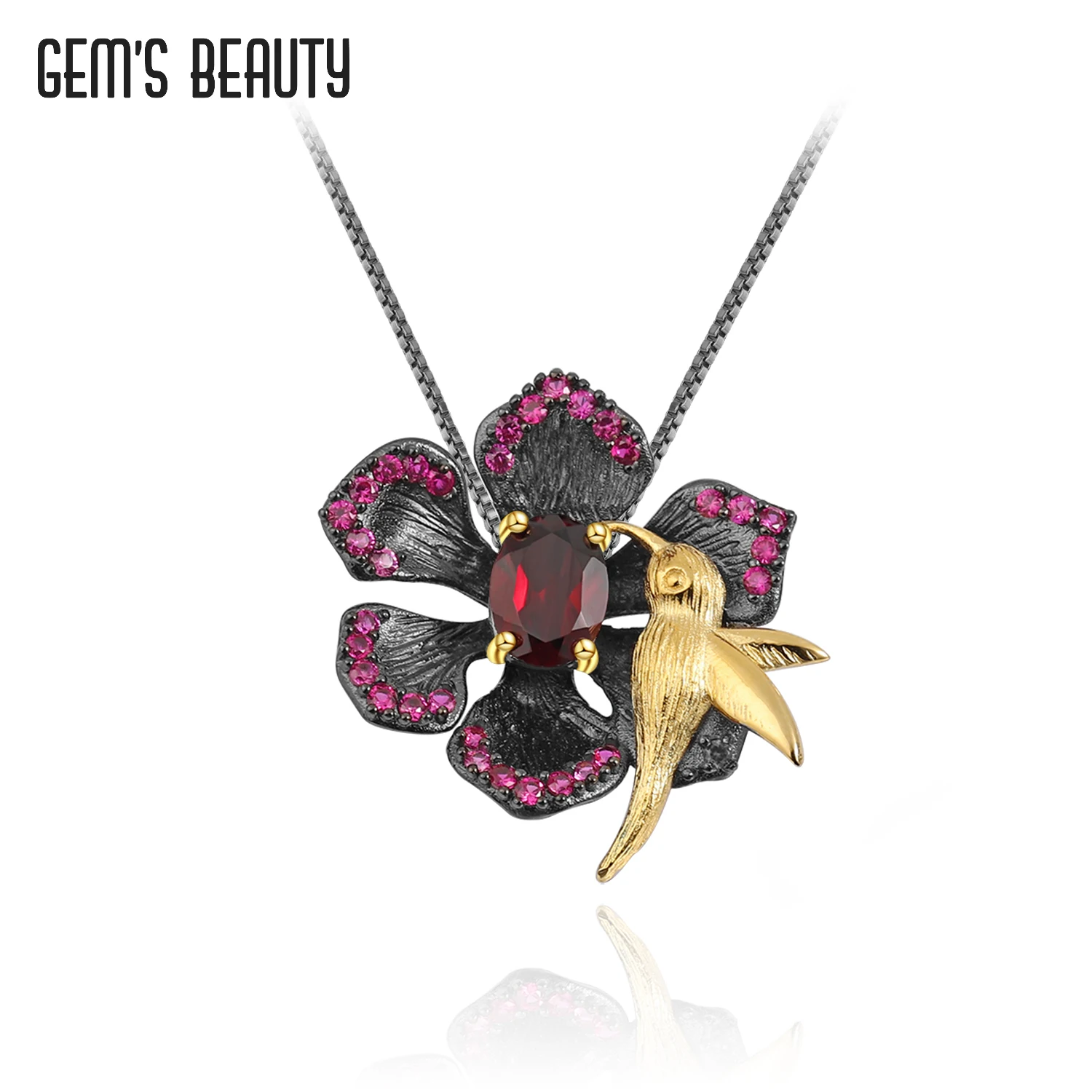 Gem's Beauty 925 Sterling Silver Vintage Flower Bird Pendant Necklaces Natural Garnet Amethyst Necklaces For Women Fine Jewelry
Gem's Beauty 925 Sterling Silver Vintage Flower Bird Pendant Necklaces Natural Garnet Amethyst Necklaces For Women Fine Jewelry